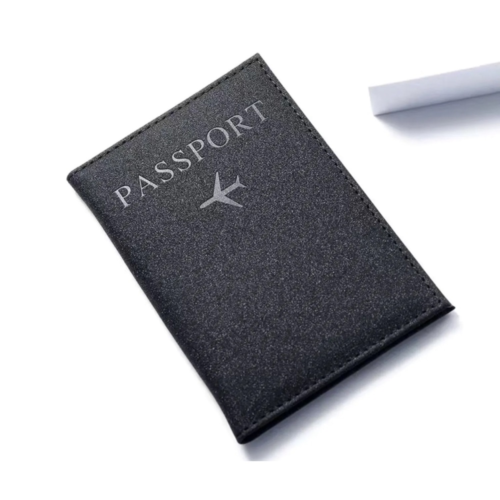 Black Passport Book Shimmer Minimalist